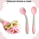 Baby Spoon and fork Set for Baby Feeding (Pink)